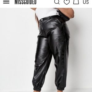 Faux leather cargo pants